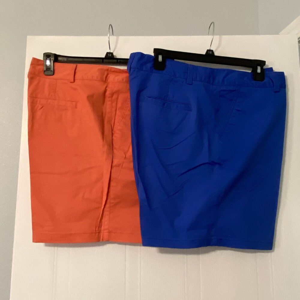 Sugar Magnolia Chino Shorts 2 Pair Ladies 16 Royal Blue & Melon Inseam 7"